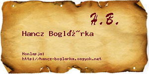 Hancz Boglárka névjegykártya