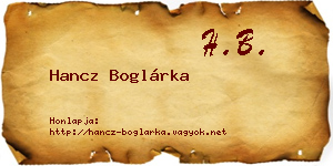 Hancz Boglárka névjegykártya